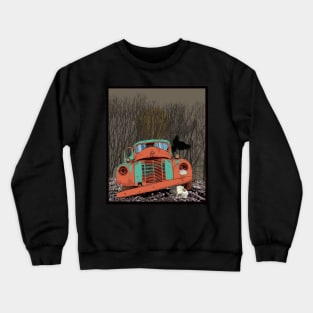 Rusted speedwagon truck, wolf skull and raven Crewneck Sweatshirt